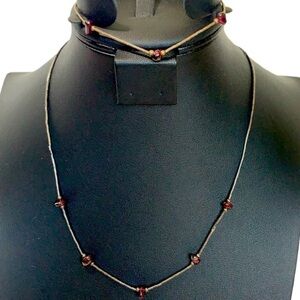 Sterling Silver Necklace & Bracelet Set With Semi-Precious Gems